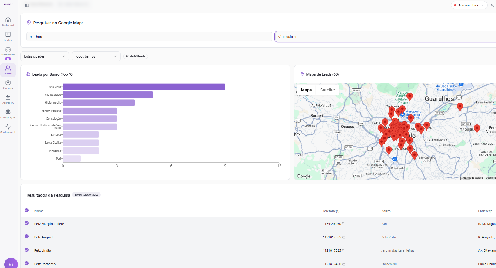 Buscador de leads no Google Maps